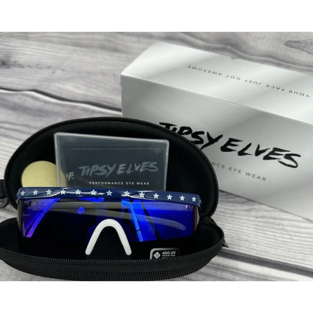 TIPSY ELVES PERFORMANCE EYEWEAR 400 UV  SAY CAN YOU SEE  Flag Patriotic  NEW‎